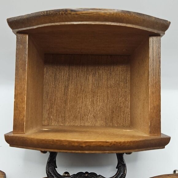 Vintage Mid-Century Modern Wooden Coaster Set of 8 with Holder Bronze Handle - Picture 14 of 16